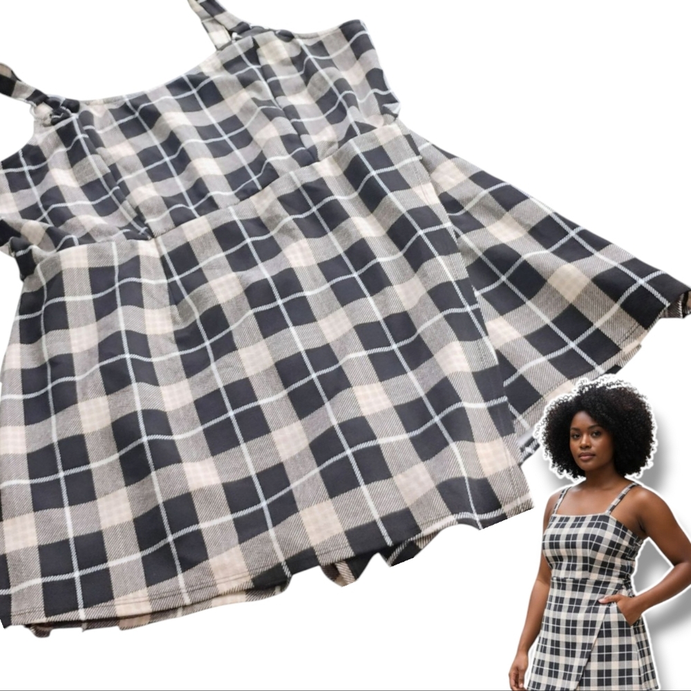 No Boundaries Juniors Plus Size 21 XXXL Plaid Sleeveless Skort Romper Shorts